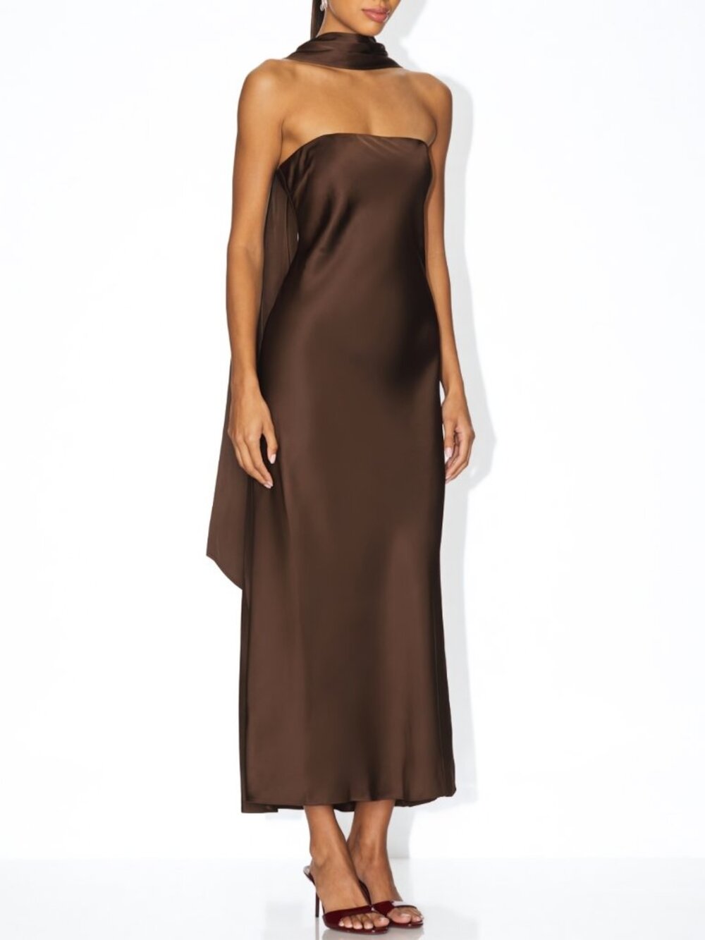 NWT House of Harlow 1960 x REVOLVE Mel Midi Dress Chocolate Brown Size Medium - Picture 6 of 6